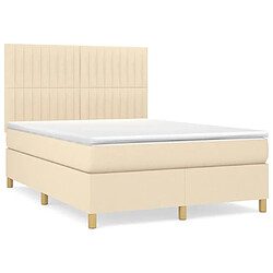 Maison Chic Lit Adulte - Lit simple Lit à sommier tapissier avec matelas moelleux - Meuble de Chambre - Crème 140x200 cm Tissu -MN36412