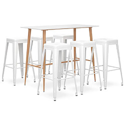 vidaXL Ensemble de bar 7 pcs Blanc