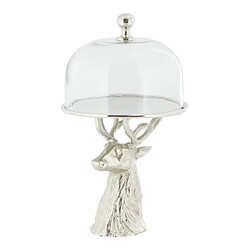 Aubry Gaspard Cloche en verre sur support aluminium Cerf.