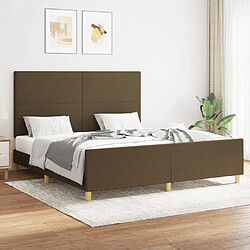 Maison Chic Lit adulte - Cadre Structure de lit avec tête de lit Contemporain Marron foncé 160x200 cm Tissu -MN45587