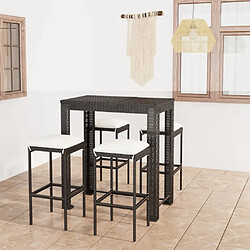 Maison Chic Ensemble de bar de jardin 5 pcs et coussins,Table + chaises + coussins de jardin Résine tressée Noir -GKD187147