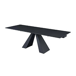 Avis Vente-Unique Table à manger extensible 6 à 10 personnes en verre trempé, céramique et métal - Effet marbre noir - LOZIPA de Maison Céphy