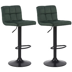 Decoshop26 Lot de 2 tabourets de bar en velours vert coutures décoratives piètement métal noir 10_0004145