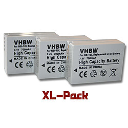 vhbw 3x batterie remplace Canon NB-10L pour appareil photo DSLR (700mAh, 7,4V, Li-Ion)