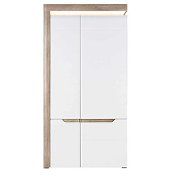 Dansmamaison Armoire 100 cm 2 portes battantes Blanc/Chêne à LED - KIELE