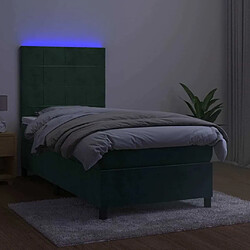 Avis Maison Chic Lit adulte- Lit + matelas,Sommier à lattes de lit et matelas et LED Vert foncé 90x190 cm -GKD81620