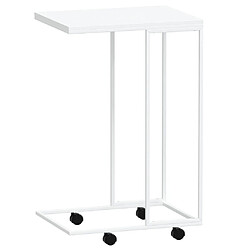 Maison Chic Table d'appoint | Table Basse avec roues Blanc 40x30x63,5cm Bois d'ingénierie -GKD61380 pas cher