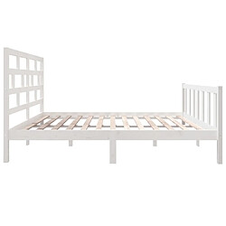 Maison Chic Lit adulte - Lit simple Cadre de lit,Structure du lit Contemporain Blanc Bois de pin massif 135x190 cm Double -MN40950 pas cher