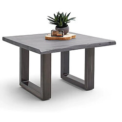 Pegane Table basse en bois d'acacia massif gris et acier antique - L.75 x H.45 x P.75 cm