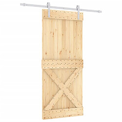 vidaXL Porte coulissante et kit de quincaillerie 90x210 cm pin massif