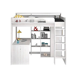 Acheter But Lit mezzanine 90x200 cm avec armoire et bureau HIGHER Blanc