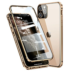 Coque en cadre métallique cadre d'installation magnétique double face complet or pour votre Apple iPhone 12 Pro