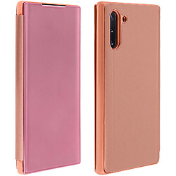 Avizar Housse Samsung Galaxy Note 10 Clapet translucide Support Vidéo rose gold