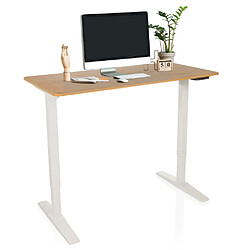 Bureau STAND BASIC 120 x 60 réglable en hauteur électriquement blanc/chêne hjh OFFICE