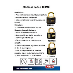 Abus 22717 T84MB/40 Cadenas Marine de 40mm en Laiton Massif Bleu 0016219, 40 pas cher