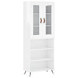 vidaXL Buffet haut Blanc brillant 69,5x34x180 cm Bois d'ingénierie