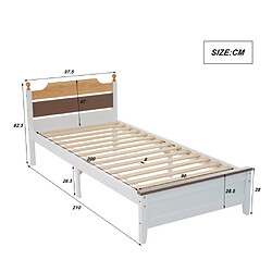 Acheter ComfortXL Lit simple en bois avec pied central, 90x200 cm, blanc