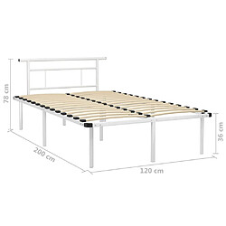 vidaXL Cadre de lit sans matelas blanc métal 120x200 cm pas cher