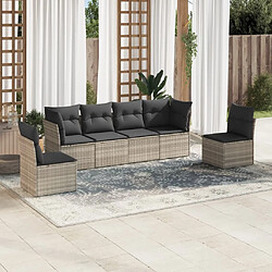 vidaXL Salon de jardin 6 pcs avec coussins gris clair résine tressée