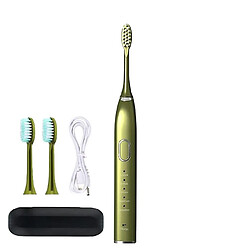 Universal Brosse à dents électrique rechargeable, 3 têtes de brosse, 1 valise (verte)