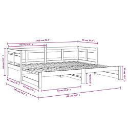 vidaXL Lit coulissant sans matelas blanc 2x(90x190) cm pas cher