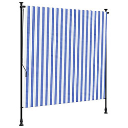 vidaXL Store roulant d'extérieur bleu et blanc 150x270 cm tissu acier