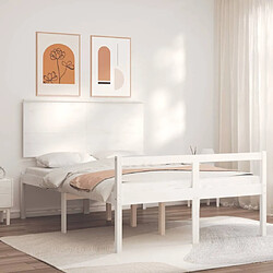 Maison Chic Lit adulte - Cadre Structure de lit avec tête de lit Contemporain blanc 120x200 cm bois massif -MN90838