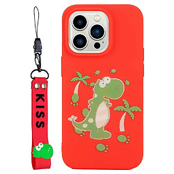 Coque en TPU anti-chute avec sangle pour votre iPhone 14 Pro - dinosaure