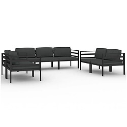 vidaXL Salon de jardin 7 pcs avec coussins Aluminium Anthracite