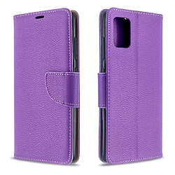 Wewoo Housse Coque Pour Galaxy A51 Litchi Texture Pure Color Horizontal Flip en cuir PU avec support et fentes cartes et portefeuille et lanière violet