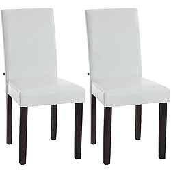 Decoshop26 Lot de 2 chaises de salle à manger design moderne en PVC blanc et pieds en bois noir 10_0001545