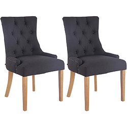 Decoshop26 Lot de 2 chaises de salle à manger avec boutons décoratives assise en tissu noir 10_0001520