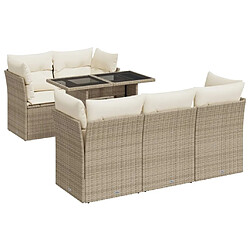 vidaXL Salon de jardin avec coussins 6 pcs beige résine tressée