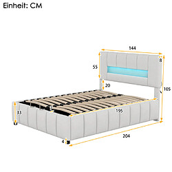 Avis ComfortXL Lit Double 140x200cm Avec Rangement, LED Intégrée - Matelas Non Inclus