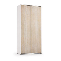 Kiamami Valentina ARMOIRE MULTIFONCTIONNELLE AVEC 4 ÉTAGÈRES RÉGLABLES ET DOUBLE PORTE COULISSANTE