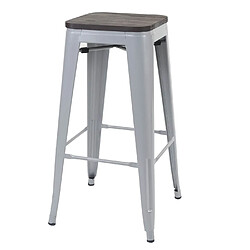 Avis Mendler Tabouret de bar HWC-A73, avec siège en bois, métal, style industriel ~ gris