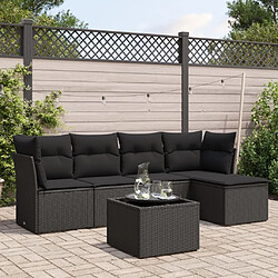 Maison Chic Salon de jardin 6 pcs avec coussins | Ensemble de Table et chaises | Mobilier d'Extérieur noir résine tressée -GKD69402