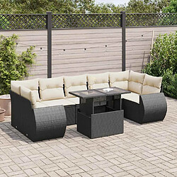 vidaXL Salon de jardin 8 pcs avec coussins noir résine tressée