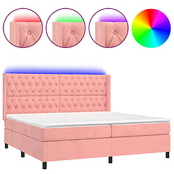 vidaXL Sommier à lattes de lit matelas et LED Rose 200x200 cm Velours