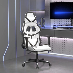 vidaXL Chaise de jeu de massage avec repose-pied Blanc&Noir Similicuir