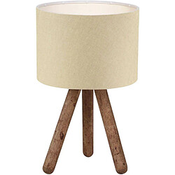 Hanah Home Lampe à poser e bois et tissu Carla beige.