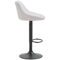 Acheter Decoshop26 Tabouret de bar en synthétique blanc pivotant avec repose-pieds métal noir coutures décoratives TDB10588