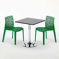 Avis Grand Soleil Table Noir et 2 Chaises Colorées Polypro