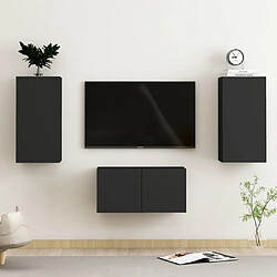 vidaXL Ensemble de meubles TV 3 pcs Noir Bois d'ingénierie