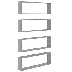 Maison Chic Lot de 4 Étagères cube murales,Etagère de rangement flottantes Gris béton 100x15x30 cm Aggloméré -MN39665