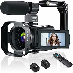 Vendos85 Camescope vidéo 4K WiFi avec microphone IR vision nocturne Full HD noir