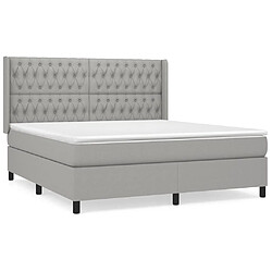 vidaXL Sommier à lattes de lit avec matelas Gris clair 180x200cm Tissu