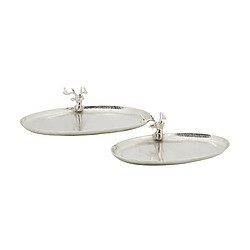 Aubry Gaspard Plateaux ovales en aluminium Cerf (lot de 2).