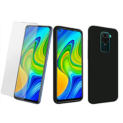 Coque Silicone Couleur Noir + Verre Trempe Pour Xiaomi Redmi Note 9 Little Boutik®