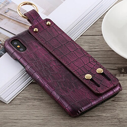 Wewoo Crocodile Texture PU + Coque PC pour iPhone X, avec support (Violet)